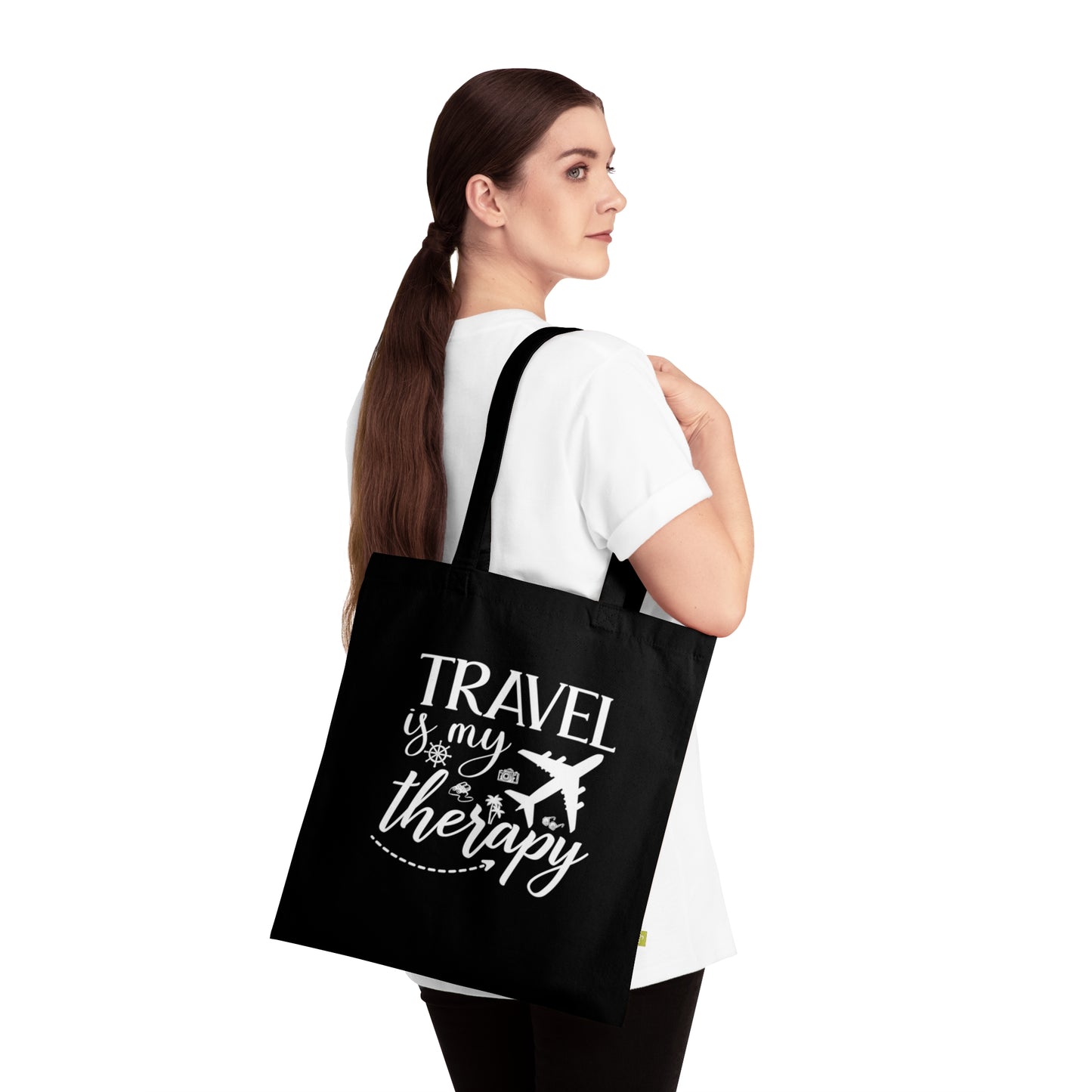 Organic Cotton Tote Bag Travel Is My Therapy