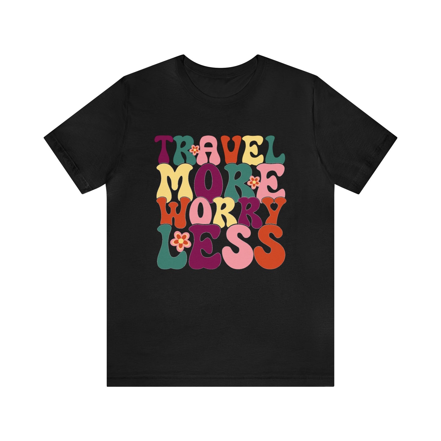 Travel More Worry Less Colored Groovy Graphic Tee