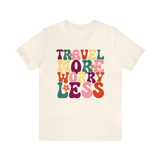 Travel More Worry Less Colored Groovy Graphic Tee