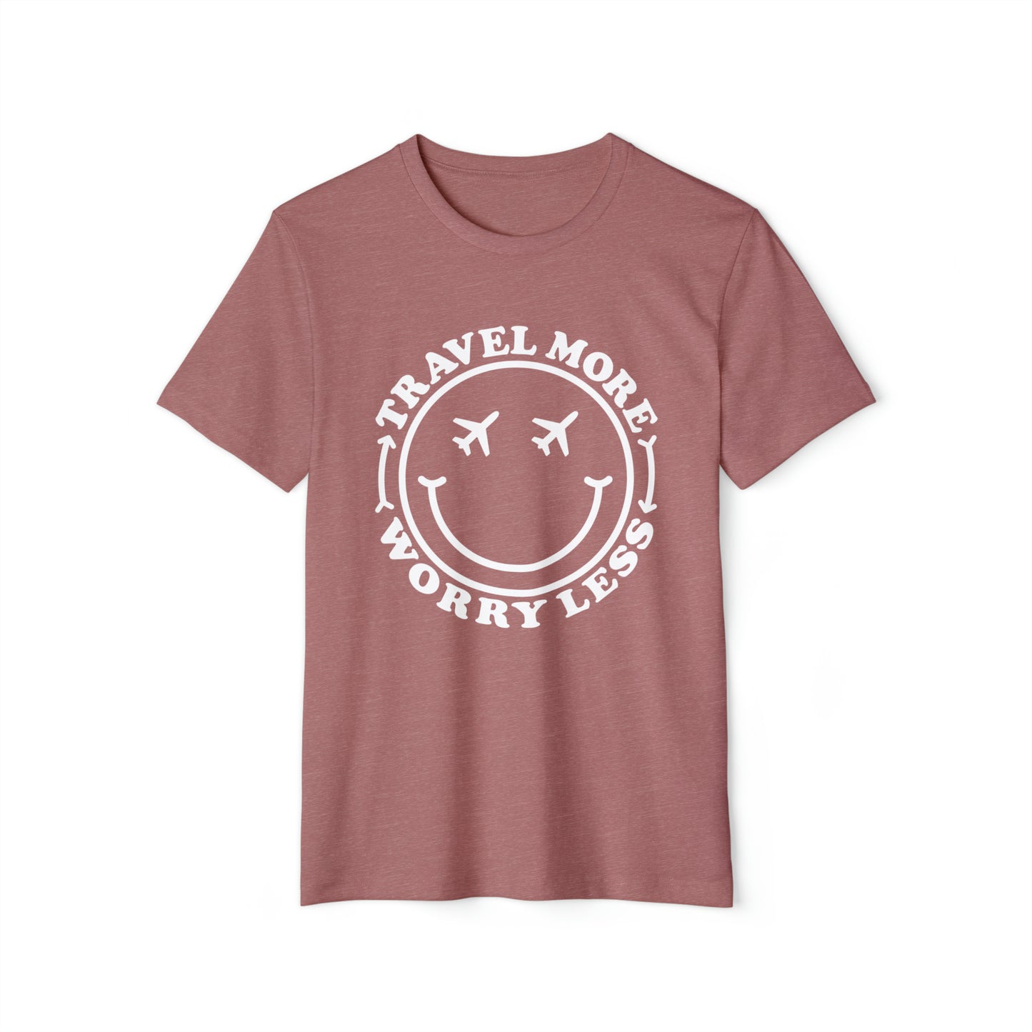 Travel More Smiley Recycled Organic T-Shirt