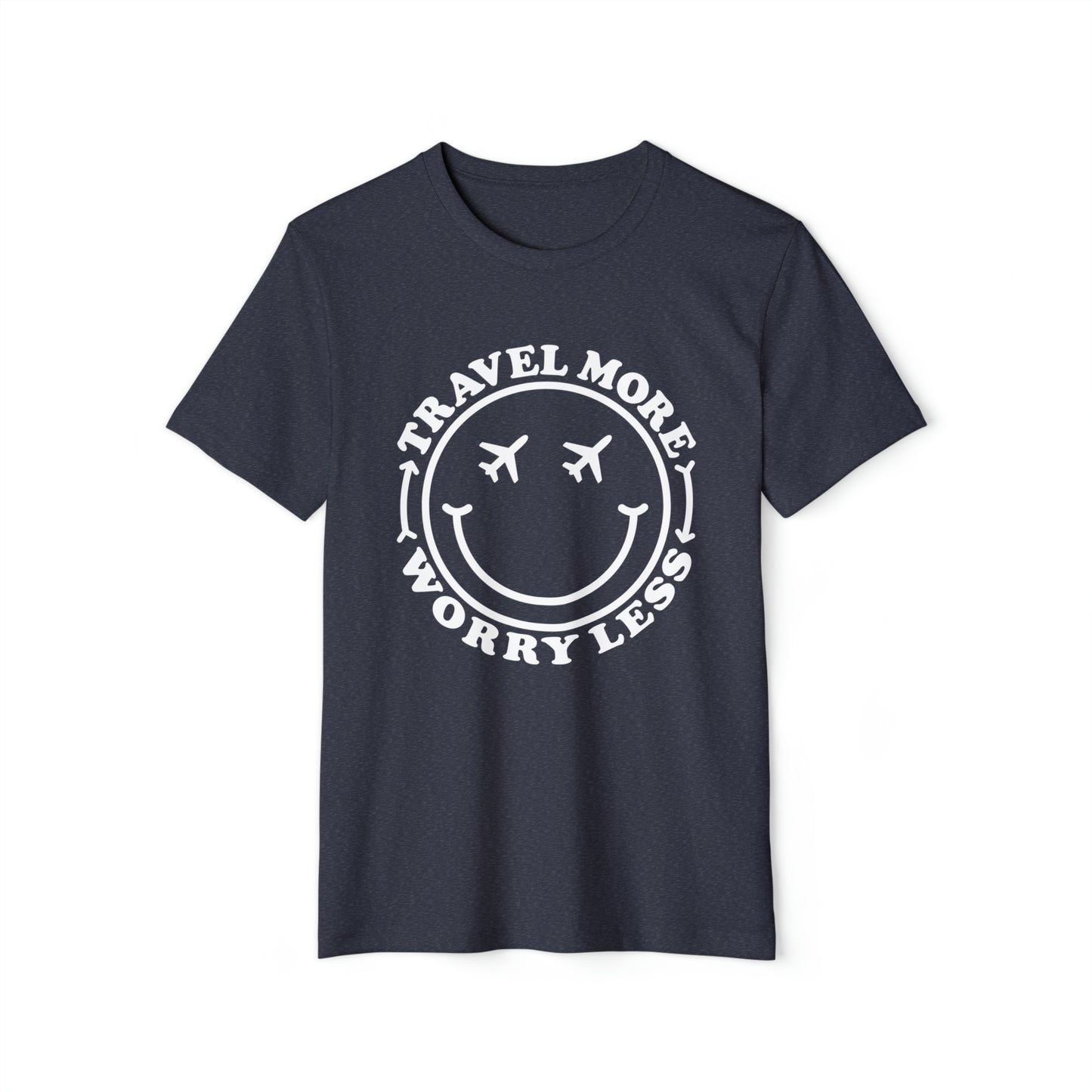 Travel More Smiley Recycled Organic T-Shirt