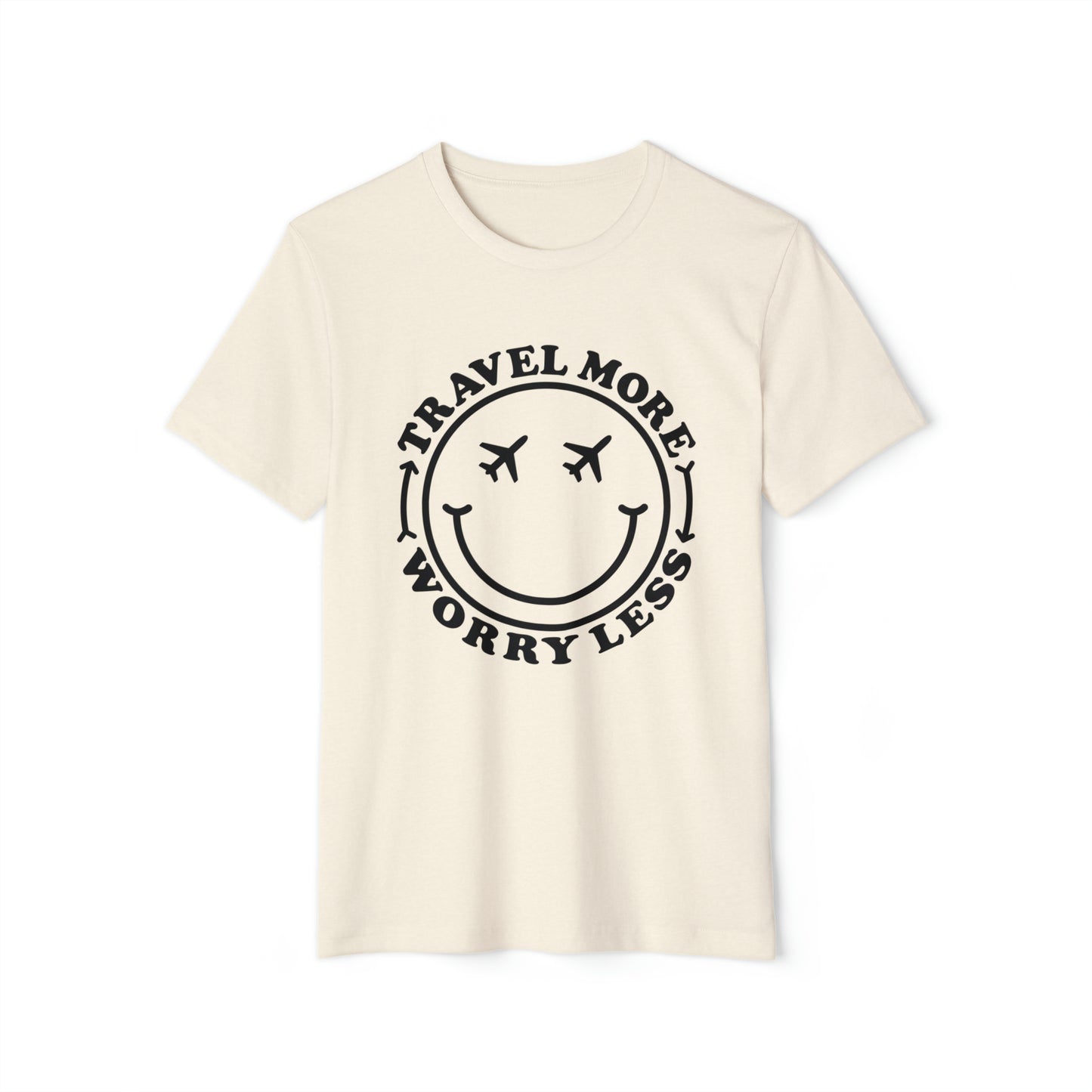 Travel More Smiley Recycled Organic T-Shirt